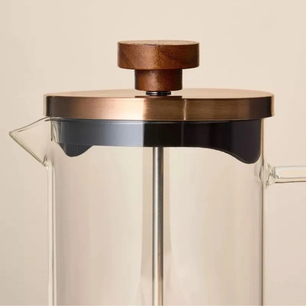 Hearth & Hand NWT French Press Coffee Maker 4 Cups Glass & Stainless Steel